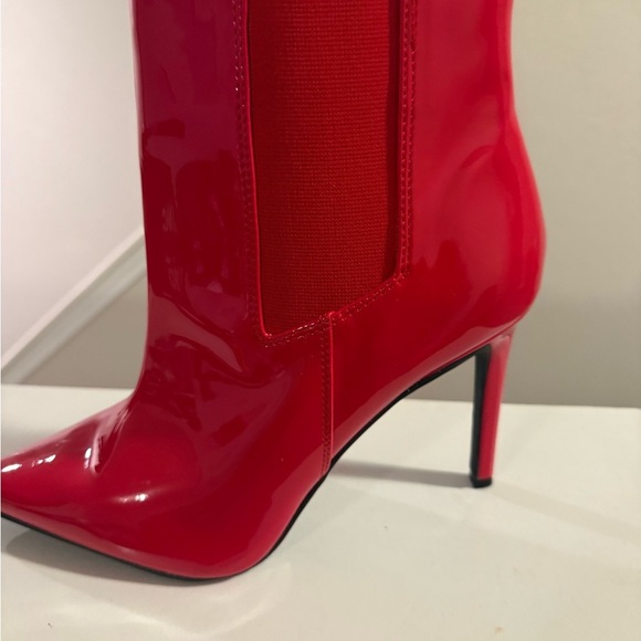 INC Womens Red Comfort Goring Katalina Pointed Toe Stiletto Zip-Up Booties 10.5 - Picture 10 of 12